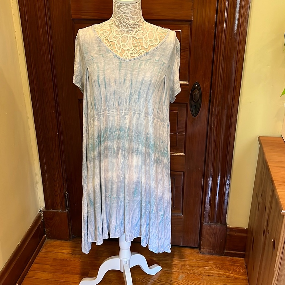 Hologram blue tie-dye dress